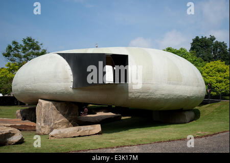 London, UK. 24th June, 2014. Serpentine Gallery Summer Pavilion designed by Chilean architect Smiljan Radic - Press preview held at Kensington Gardens on Tuesday, June 24, 2014. Credit:  Heloise/Alamy Live News Stock Photo