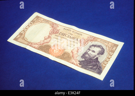 ten thousand italian lire,michelangelo,1962-1977 Stock Photo