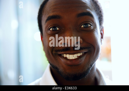 Closeup portrait of a happy black man Stock Photo