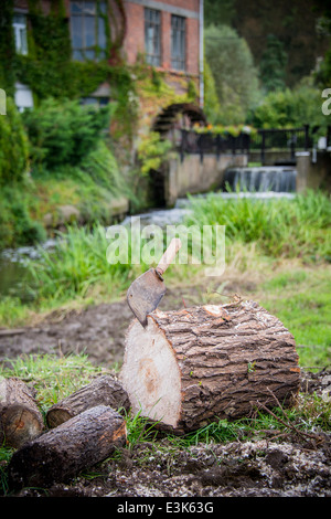 chopping wood Stock Photo