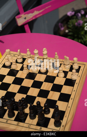 A game of chess set up outside of a hotel in Morro Jable, Fuerteventura  Stock Photo - Alamy