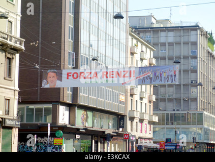 Pro-Renzi banner on a street in Milan, Italy Stock Photo