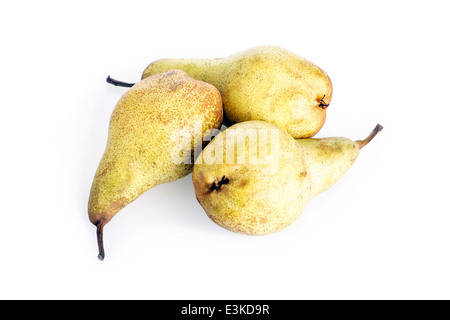 Three ripe fresh pears isolated on white Stock Photo