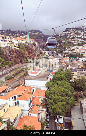 View from Monte cable car to Funchal town on Madeira by night. Funchal, Madeita Island, Portugal Stock Photo