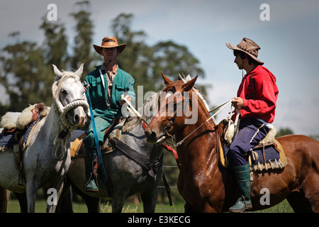 Gauchos on horseback.Uruguay Stock Photo