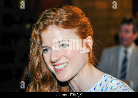 Belfast, Northern Ireland. 24 Jun 2014 - Rose Leslie, who plays Ygrette, gives her reaction to meeting Her Majesty Queen Elizabeth II after she visited the Game of Thrones film studios in Belfast. Credit:  Stephen Barnes/Alamy Live News Stock Photo