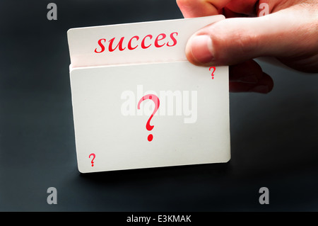 Success card from question deck of cards Stock Photo