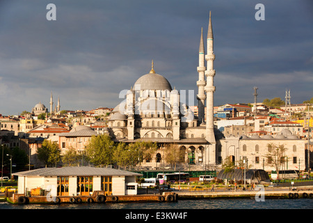 View of Istanbul city , the Golden Horn and New Mosque (Yeni Valide Camii), Turkey Stock Photo