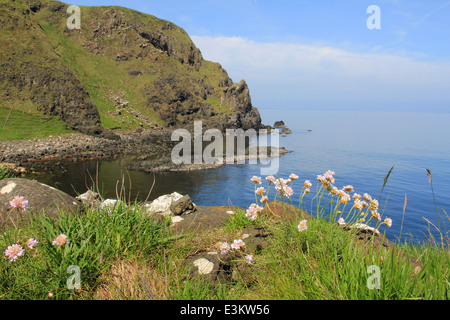 Spectacular location at Kinbane Head on the Causeway coast in Northern Ireland just outside Ballycastle Stock Photo