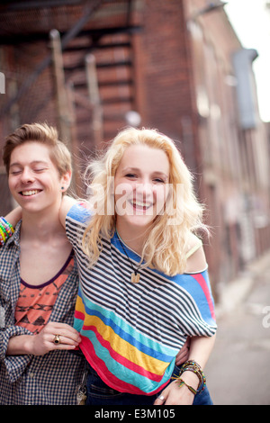 Two friends laughing Stock Photo