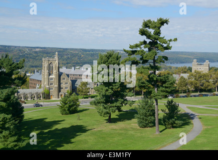 Cornell University with Cayuga Lake, Ithaca, NY Stock Photo