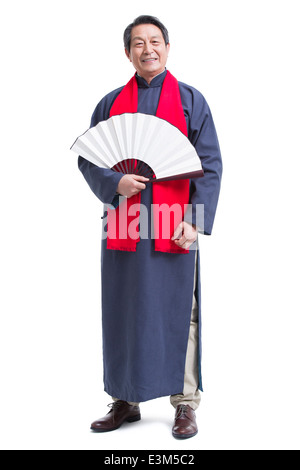 Happy senior man celebrating Chinese New Year Stock Photo