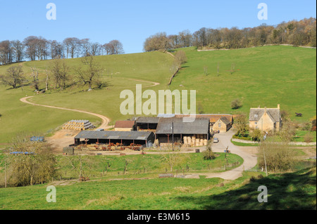 Traditional Cotswold Farm on the outskirts of Stanton in the Cotswolds, Gloucestershire, England, UK Stock Photo