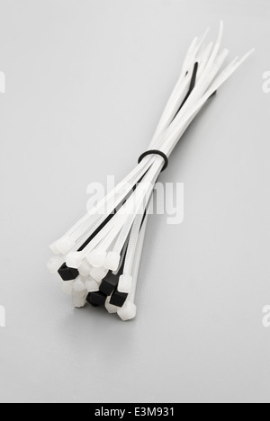 black and white cable ties Stock Photo