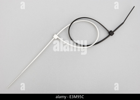 black and white cable ties Stock Photo