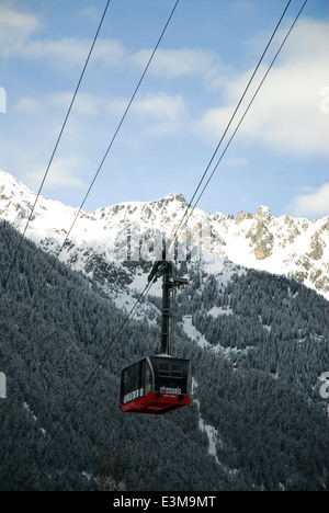 A cabin of the cable car of the Aiguille du Midi in Chamonix, France Stock Photo