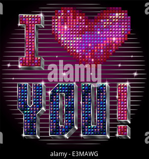 I love you - shiny metallic volume text Stock Photo