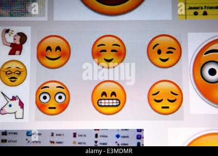 Emojis are ideograms or smileys used in electronic messages originally in Japan Stock Photo