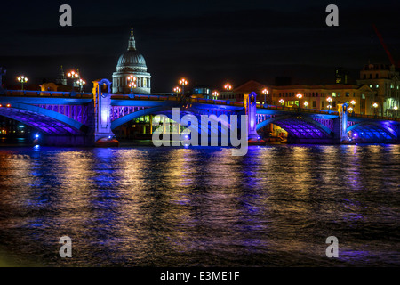 Southwark Bridge River Thames St Pauls Cathedral  London Stock Photo