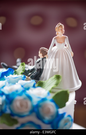 Cake topper with bride and groom. Stock Photo