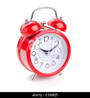 red alarm clock isolated on white background Stock Photo