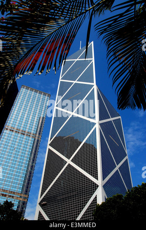 Hong Kong: The Cheung Kong Tower, at left, and I. M. Pei's remarkable 72 storey Bank of China Tower Stock Photo