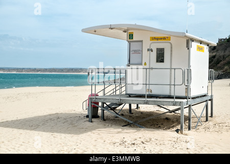An RNLI lifeguard station on the beach at St Ives, Cornwall, UK Stock Photo