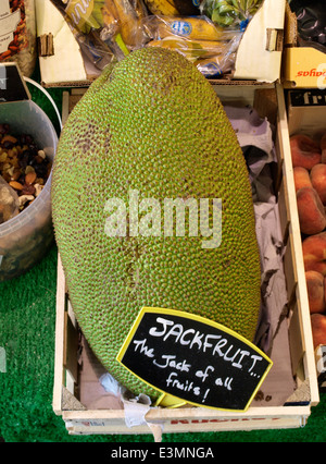 Jackfruit for sale on a market stall, Oxford, UK Stock Photo