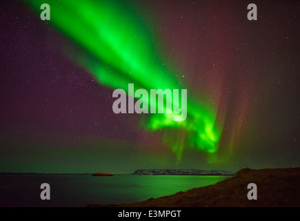 Aurora Borealis or Northern Lights, Stykkisholmur, Snaefellsnes Peninsula, Iceland Stock Photo