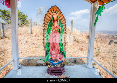 A roadside shrine with the Virgin of Guadalupe in Nayarit, Mexico. Stock Photo