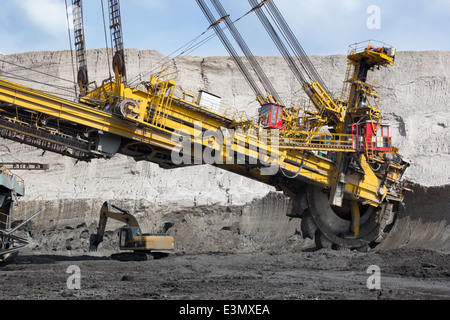 Coal mining in open-cast mine Stock Photo