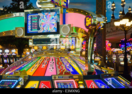 A WHEEL OF FORTUNE gambling ensemble inside the PARIS LAS VEGAS HOTEL - LAS VEGAS, NEVADA Stock Photo