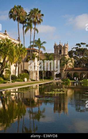 The LILY POND and CASA DEL BALBOA in BALBOA PARK - SAN DIEGO, CALIFORNIA Stock Photo