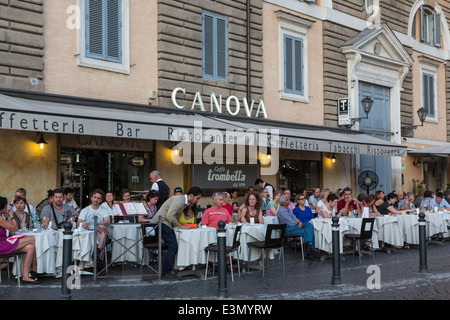 sidewalk tables, Canova Café,  Piazza del Popolo, Rome Stock Photo