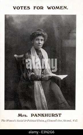 Mrs Pankhurst, 1908 postcard portrait of the leader of the Womens Suffrage movement in Britain Stock Photo