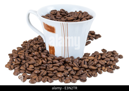 Coffee beans in a cup isolated on white background with clipping path Stock Photo