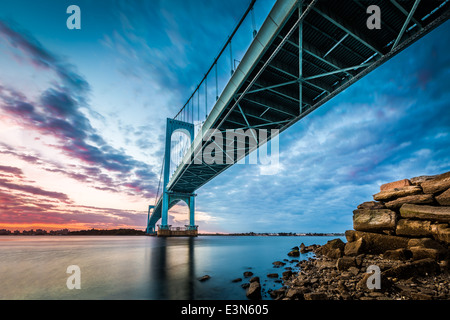 Bronx Whitestone Bridge at sunset Stock Photo