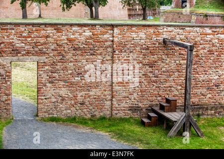 The Gallows, Place of execution in the Small Fortress Terezin, Theresienstadt, Czech Republic Stock Photo