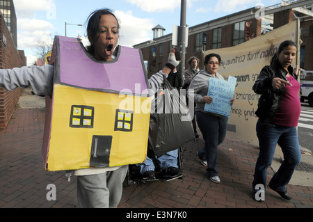 A protest against housing closure in Center City in Philadelphia, Pa. Stock Photo
