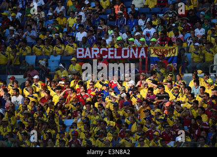 Cuiaba, Brazil. 24th June, 2014. Fans watch a Group C match between Japan and Colombia of 2014 FIFA World Cup at the Arena Pantanal Stadium in Cuiaba, Brazil, June 24, 2014. © Liu Dawei/Xinhua/Alamy Live News Stock Photo