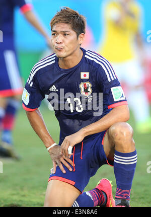 Cuiaba, Brazil. 24th June, 2014. Japan's Yoshito Okubo reacts during a Group C match between Japan and Colombia of 2014 FIFA World Cup at the Arena Pantanal Stadium in Cuiaba, Brazil, June 24, 2014. © Li Ming/Xinhua/Alamy Live News Stock Photo