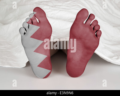 Dead body under a white sheet, suicide, murder or natural death, Bahrain Stock Photo