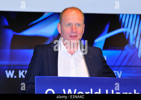 Hamburg, Germany. 25th June, 2014. Thomas Bohlhöfer during a press conference at O2 World in Hamburg, Germany, 25 June 2014. Klitschko will compete to defend his title against Pulev in an IBF World Championship fight on 06 September 2014./picture alliance Credit:  dpa/Alamy Live News Stock Photo