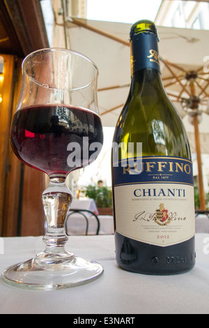 Glass and bottle of Chianti Stock Photo