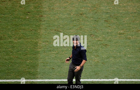 Fortaleza, Brazil. 21st June, 2014. Germany's head coach Joachim Loew gestures during the FIFA World Cup 2014 group G preliminary round match between Germany and Ghana at the Estadio Castelao Stadium in Fortaleza, Brazil, 21 June 2014. Photo: Marcus Brandt/dpa/Alamy Live News Stock Photo