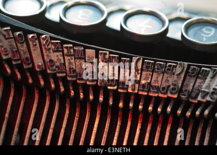 Closeup shot of keys on an antique typewriter. Shallow DOF. Stock Photo