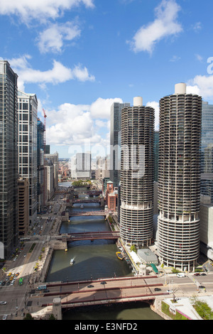 Downtown West Wacker Drive, Chicago, Illinois, United States of America Stock Photo