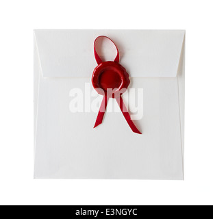mail envelope or letter sealed with wax seal stamp Stock Photo