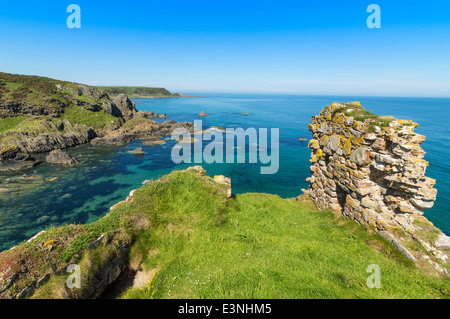 FINDLATER CASTLE AND REMAINS OF A WALL ON THE ABERDEENSHIRE COAST SCOTLAND Stock Photo