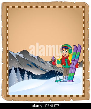 Winter theme parchment 1 - picture illustration Stock Photo - Alamy